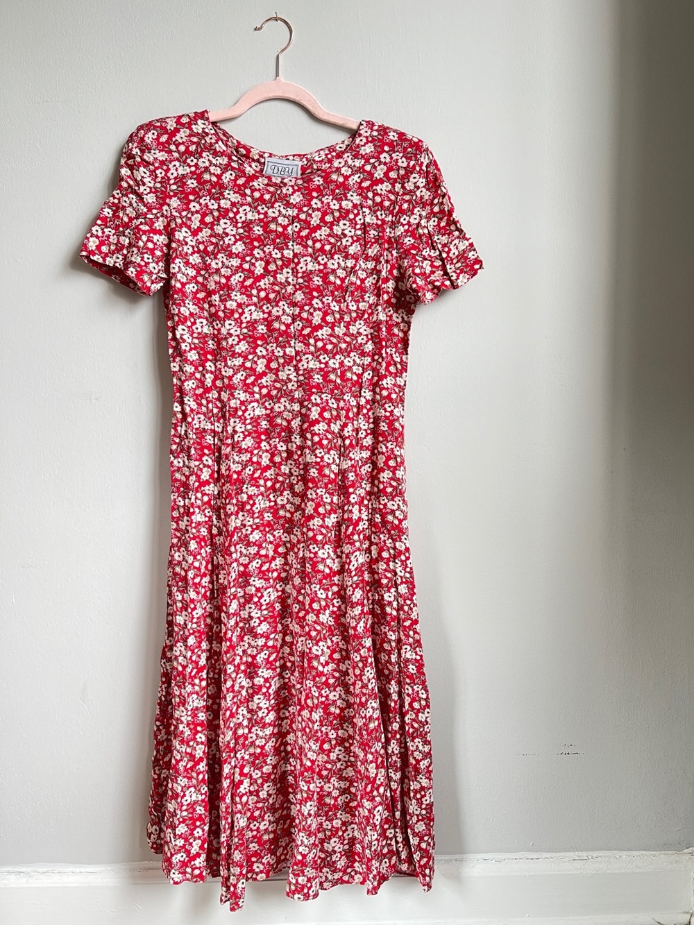 Vintage Red Floral Midi Dress